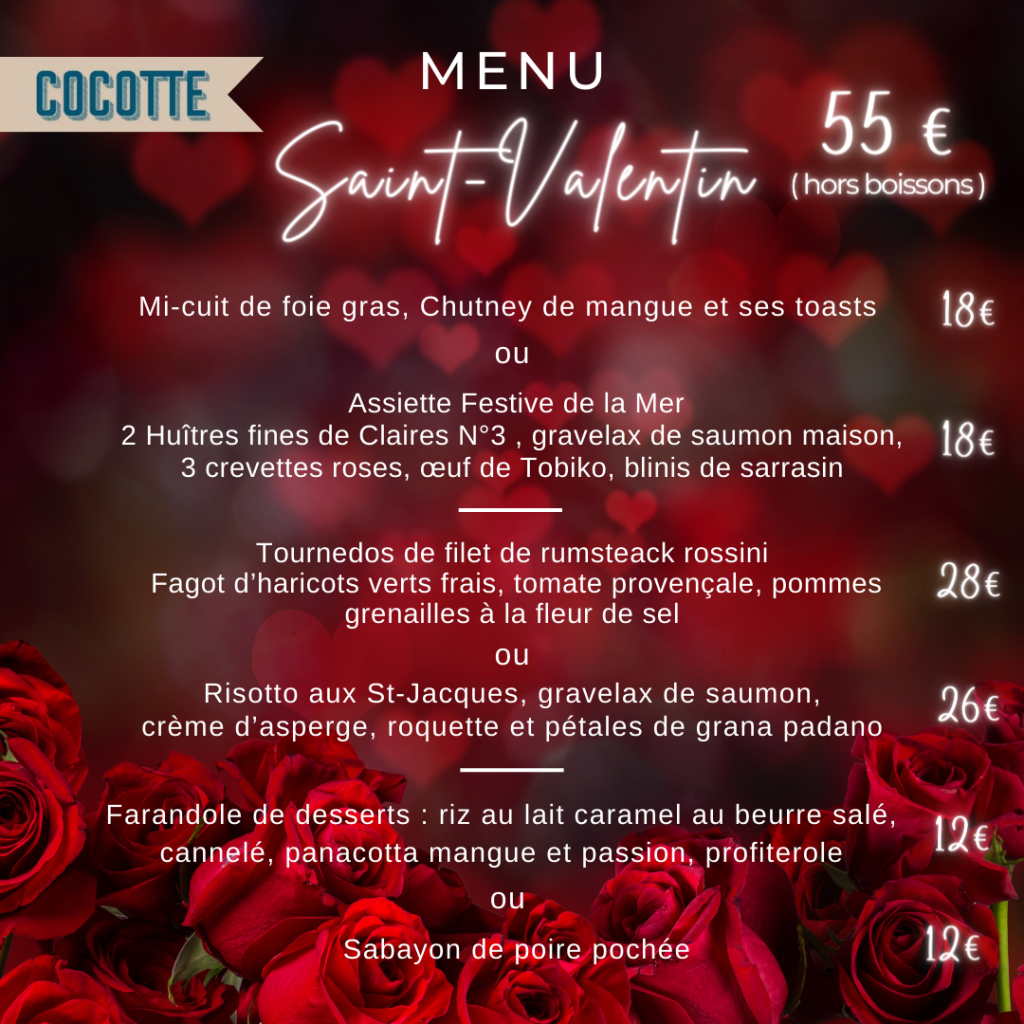 menu de saint-valentin / menu cocotte café / st valentin menu / menu pour saint-valentin / menu d'amoureux
